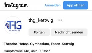 Das THG jetzt mit eigenem Instagram-Account